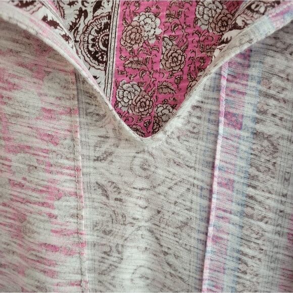 "Lucky Brand " Woman's Pullover Top Size: medium pink/brown multicolored NWT - Picture 3 of 8